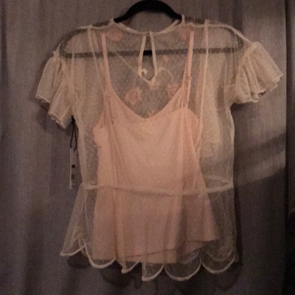 DEX Sheer White Floral Shirt - Picture 2 of 2